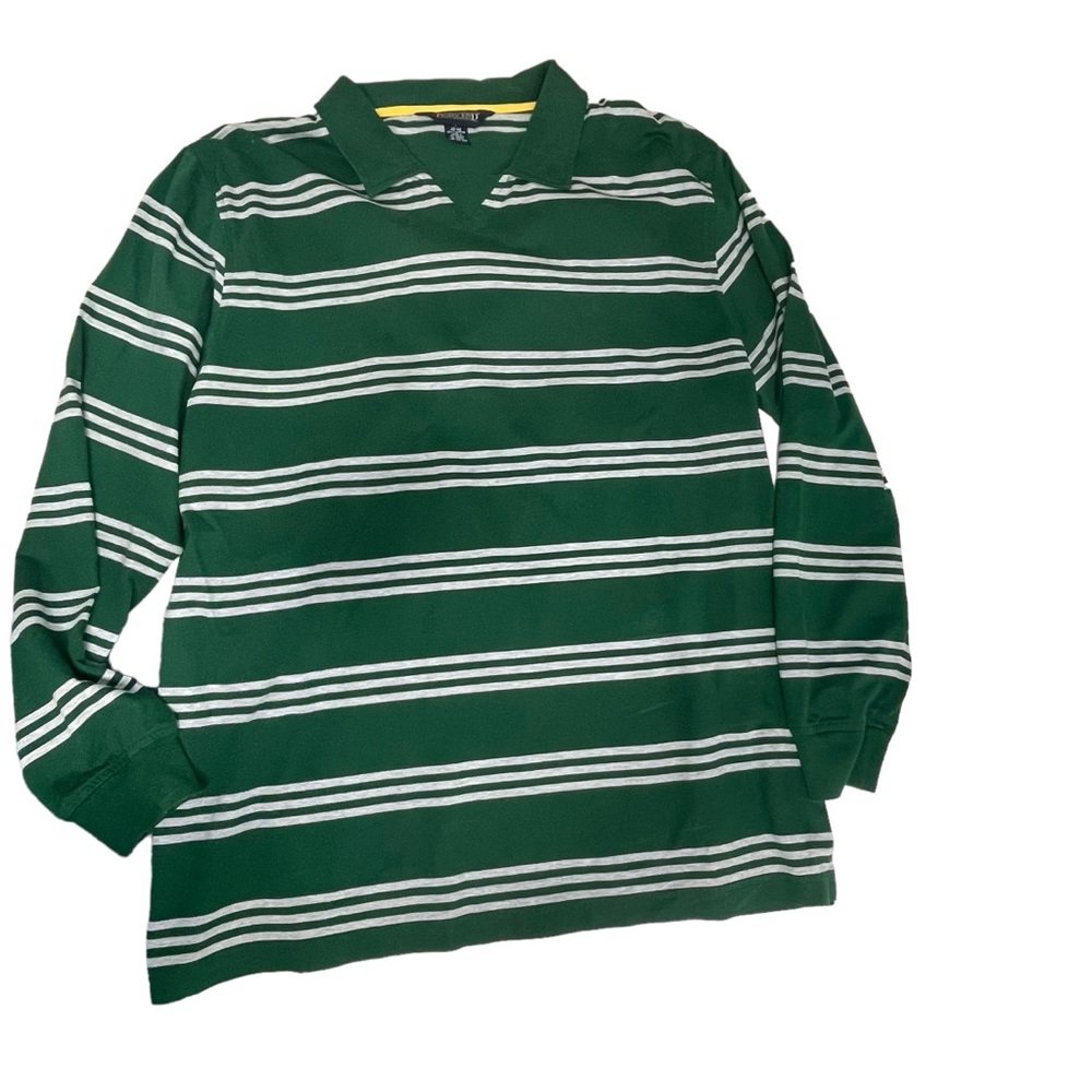 Lands’ End men’s green long sleeve 100% cotton polo shirt size large